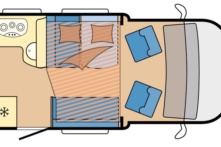 Doppelbett als Hubbett im Optima Ontour T65 HFL