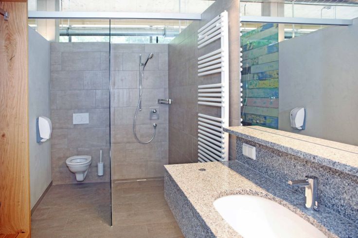 Auf dem Grubhof können auch private Badezimmer gemietet werden.