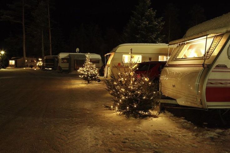 Warum nicht den eigenen Weihnachtsbaum mit auf den Campingplatz nehmen.