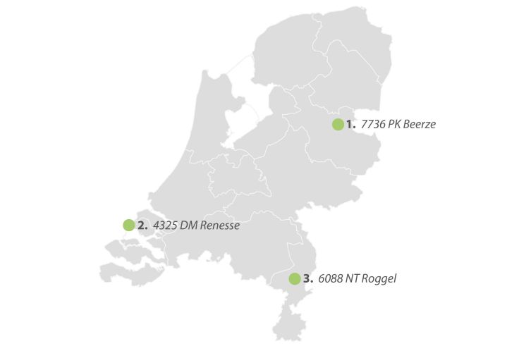 Hier liegen die 3 Campingplätzen in den Niederlanden.