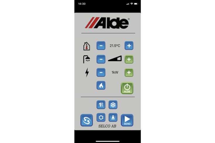 Die App Alde Smart Control ist ähnlich aufgebaut, wie das Bedienteil.